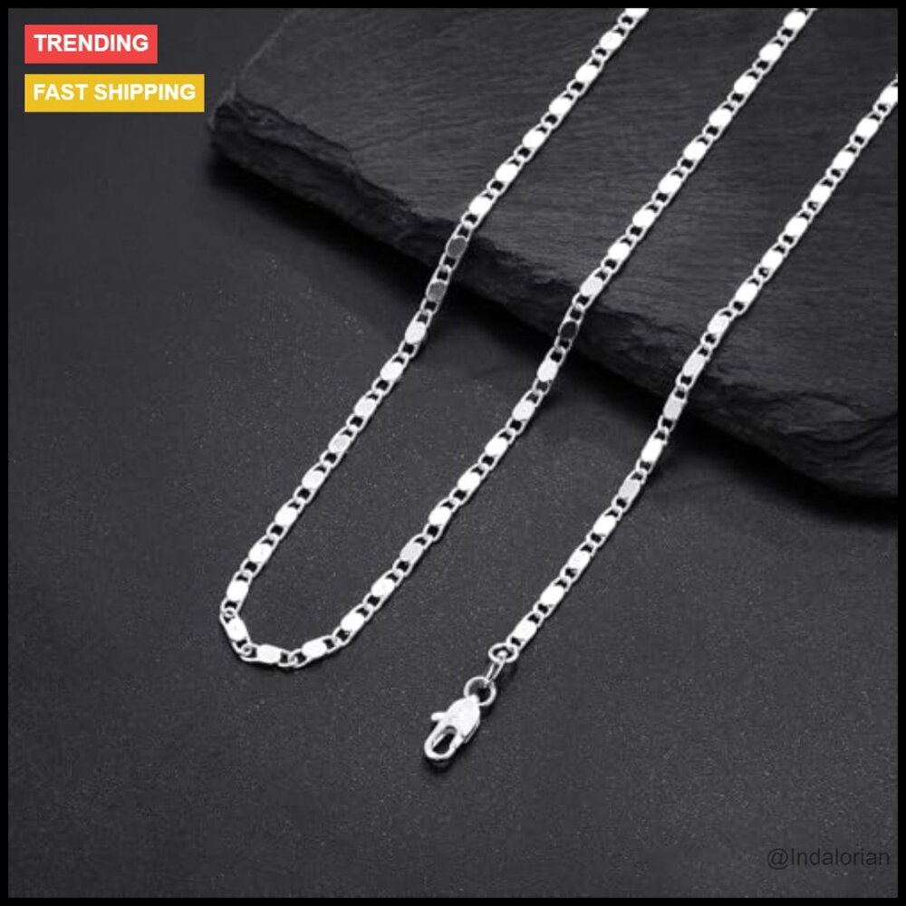925 Sterling Silver Chain Necklace with Lobster Claw Clasp - Picture 6 of 7